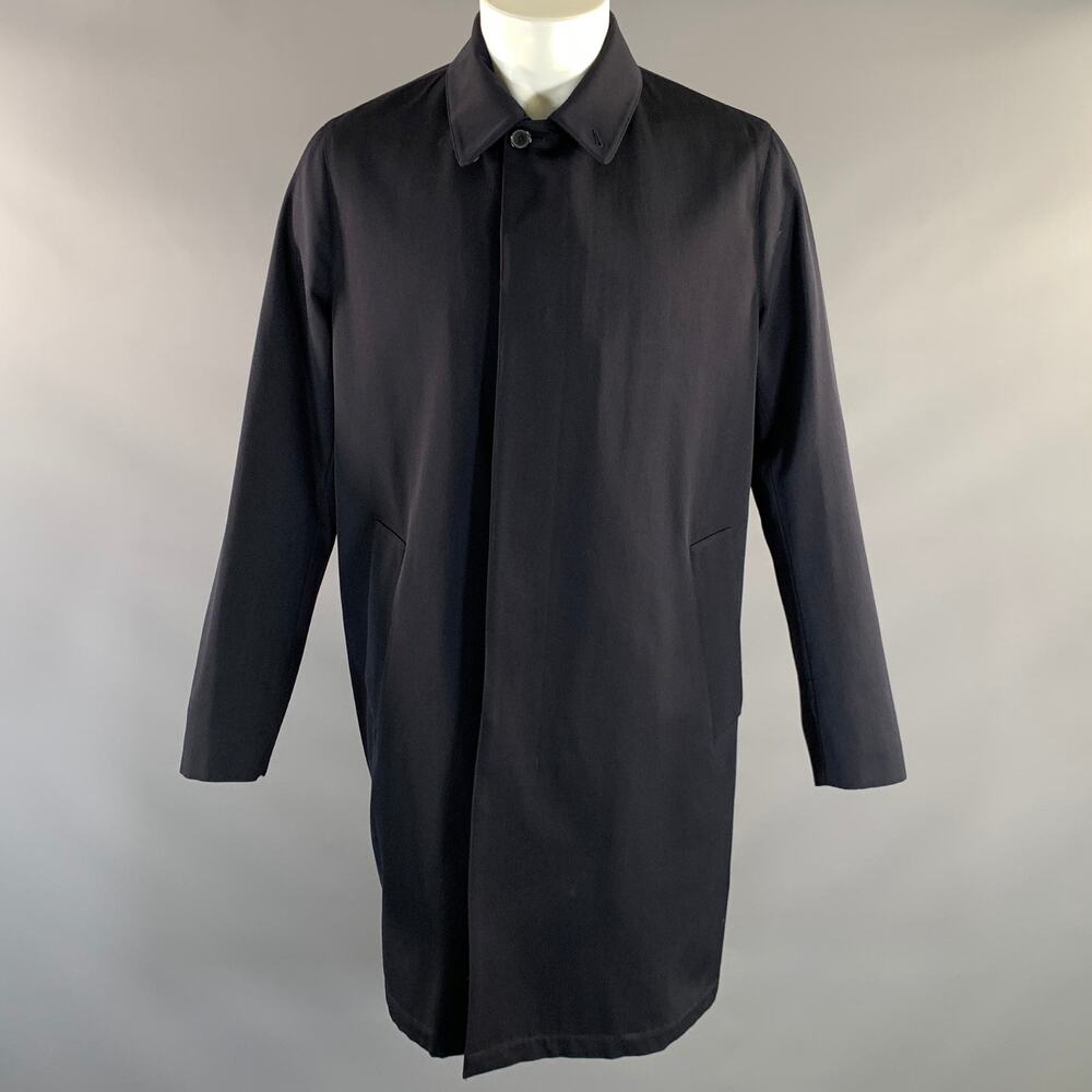 PAUL SMITH Size M Navy Wool &  Cotton Overcoat Coat